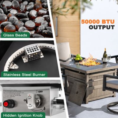 Image showing 6 th Patio Time 5 pc. Propane Fire Pit Set with Swivel Chairs, Gray and Black