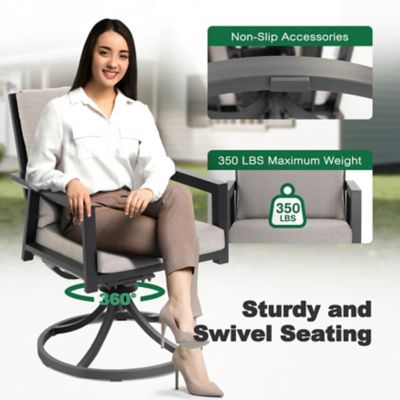 Image showing 8 th Patio Time 5 pc. Propane Fire Pit Set with Swivel Chairs, Gray and Black