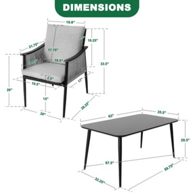 Image showing 5 th Patio Time 7 pc. Textilene Rope Dining Set, Black and Gray