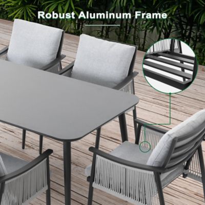 Image showing 7 th Patio Time 7 pc. Textilene Rope Dining Set, Black and Gray
