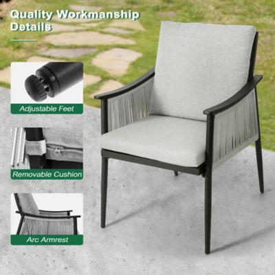Image showing 8 th Patio Time 7 pc. Textilene Rope Dining Set, Black and Gray