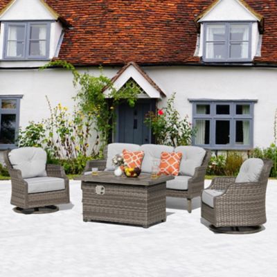 Image showing  4 pc. Propane Fire Pit Set, Grey