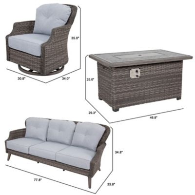 Image showing 5 th Patio Time 4 pc. Propane Fire Pit Set, Grey