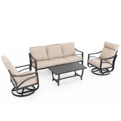 Image showing  4 pc. Sofa Set with Cushions, Black/Beige