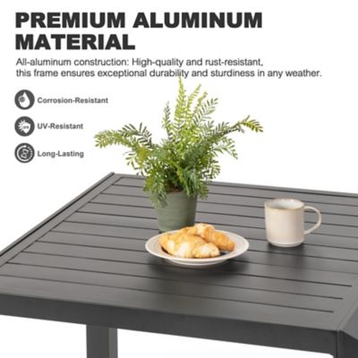 Image showing 5 th Patio Time 35 in. Aluminum Dining Table, Black