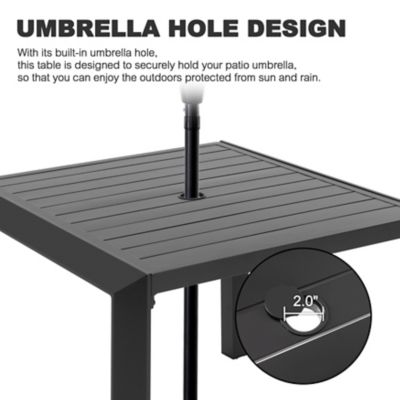 Image showing 6 th Patio Time 35 in. Aluminum Dining Table, Black