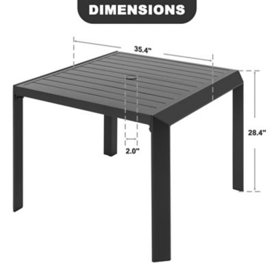 Image showing 7 th Patio Time 35 in. Aluminum Dining Table, Black