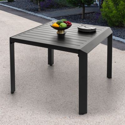 Image showing 8 th Patio Time 35 in. Aluminum Dining Table, Black