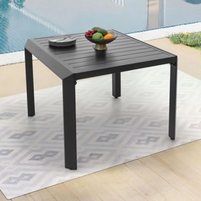 Image showing 9 th Patio Time 35 in. Aluminum Dining Table, Black