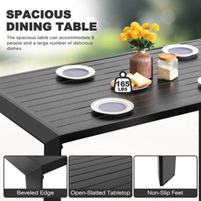 Image showing  63 in. Rectangle Aluminum Dining Table, Black