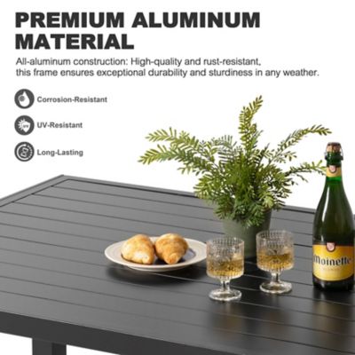 Image showing  63 in. Rectangle Aluminum Dining Table, Black