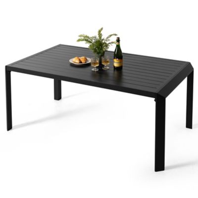 Image showing 8 th Patio Time 63 in. Rectangle Aluminum Dining Table, Black
