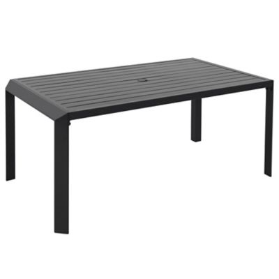 Image showing 9 th Patio Time 63 in. Rectangle Aluminum Dining Table, Black