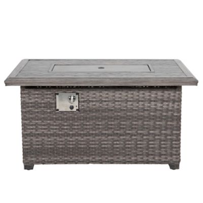 Image showing  46 in. Propane Outdoor Aluminum Rattan Fire Pit Table