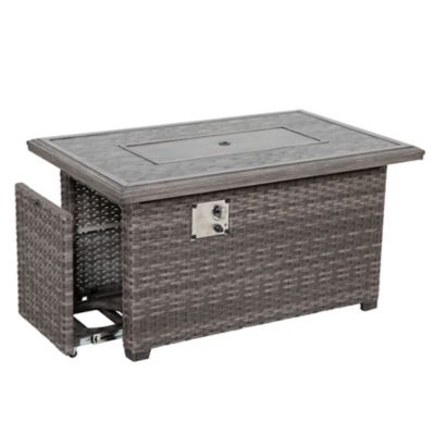 Image showing  46 in. Propane Outdoor Aluminum Rattan Fire Pit Table