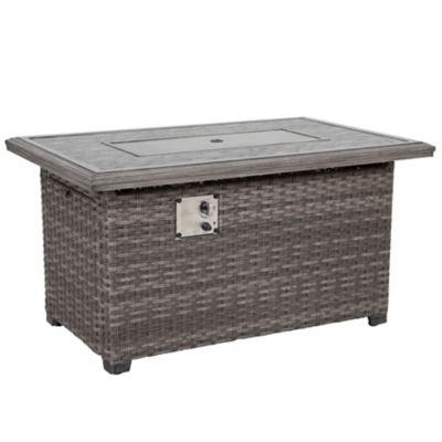 Image showing  46 in. Propane Outdoor Aluminum Rattan Fire Pit Table