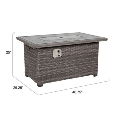 Image showing 5 th Patio Time 46 in. Propane Outdoor Aluminum Rattan Fire Pit Table