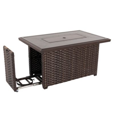 Image showing 8 th Patio Time 46 in. Propane Rectangular Rattan Outdoor Fire Pit Table