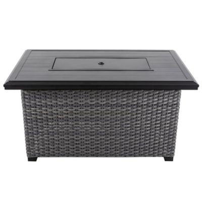 Image showing  46.5 in. x 29.1 in. Propane Outdoor Aluminum Rattan Fire Pit Table with a Side Door