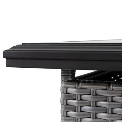 Image showing 6 th Patio Time 46.5 in. x 29.1 in. Propane Outdoor Aluminum Rattan Fire Pit Table with a Side Door