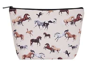 AWST Int'l Lila Horses All Over Large Cosmetic Pouch