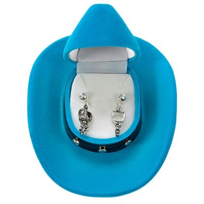 AWST Int'l Western Spur Earrings with Colorful Cowboy Hat Gift Box