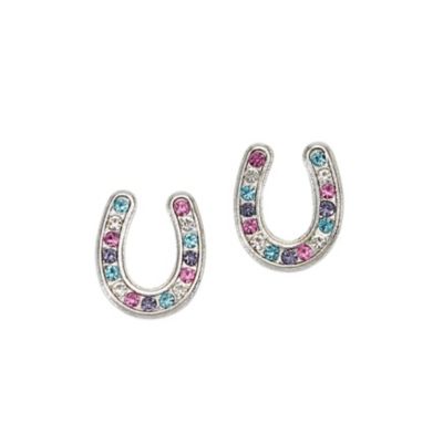 AWST Int'l Horseshoes Earrings with Colorful Cowboy Hat Box, Multicolor