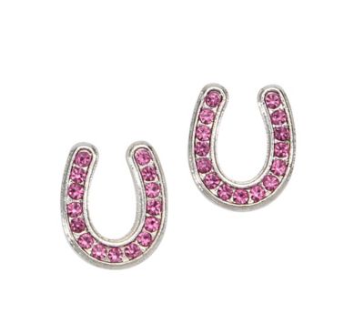 AWST Int'l Horseshoes Earrings with Colorful Cowboy Hat Box, Pink
