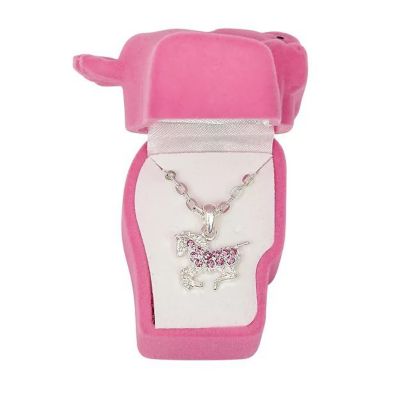 AWST Int'l Aqua Precious Pony Necklace with Aqua Horse Head Gift Box