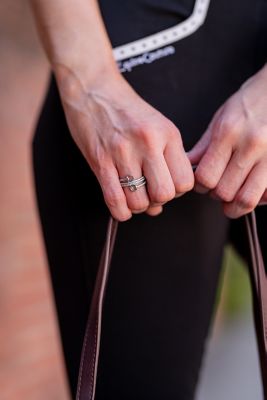 Image showing  Rhodium Spiral Rhinestones & Snaffle Bit Adjustable Ring