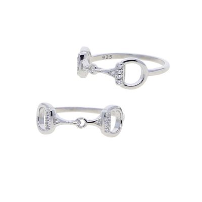 AWST Int'l Sterling Silver CZ Snaffle Bit Ring