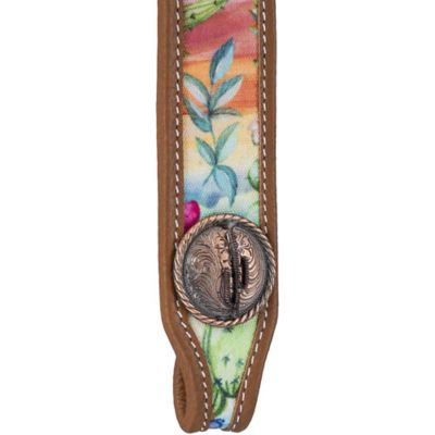 Image showing  Cactus Print Premium Leather Browband Headstall