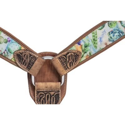Image showing  Cactus Print Leather Breast Collar