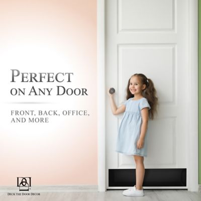 Image showing 7 th Deck the Door Decor 30 in. x 6 in. Black Door Kick Plate, Anodized Aluminum, Adhesive Mount