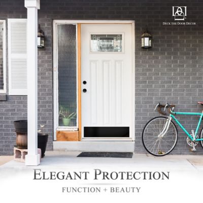 Image showing 8 th Deck the Door Decor 30 in. x 6 in. Black Door Kick Plate, Anodized Aluminum, Adhesive Mount