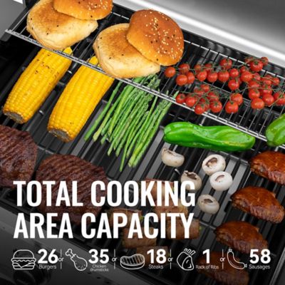 Image showing  4-Burner Premium Propane Gas Grill with Side Shelves, Black