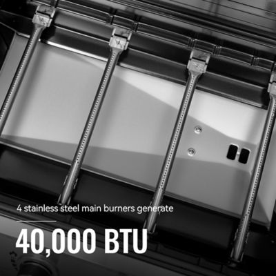 Image showing  4-Burner Premium Propane Gas Grill with Side Shelves, Black