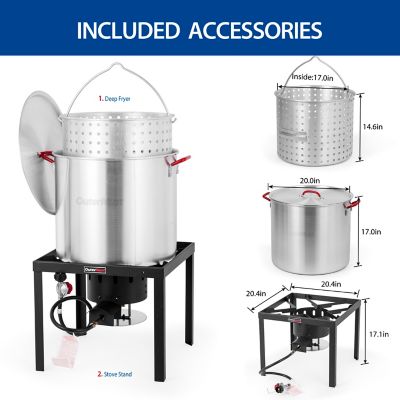 Image showing  80 qt. Crawfish Boiler Crab Boil Pot and Burner Seafood Boil Pot and Burner with 10 PSI Regulator for Cooking