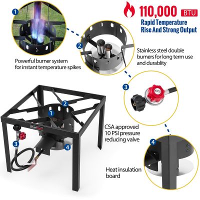 Image showing  80 qt. Crawfish Boiler Crab Boil Pot and Burner Seafood Boil Pot and Burner with 10 PSI Regulator for Cooking