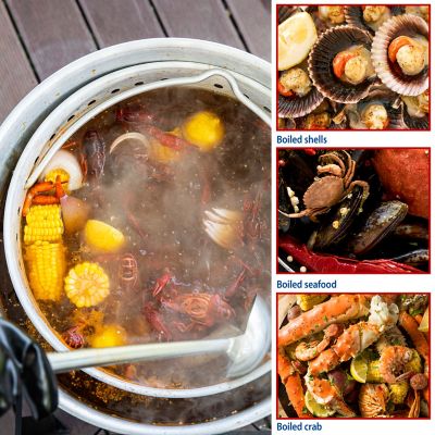 Image showing 5 th OuterMust 80 qt. Crawfish Boiler Crab Boil Pot and Burner Seafood Boil Pot and Burner with 10 PSI Regulator for Cooking
