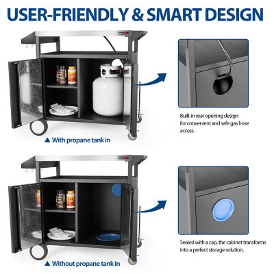 Image showing  Grill Table Outdoor Kitchen Cabinet, Moveable Outdoor Prep Table & Bar for Storage