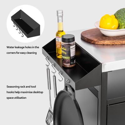 Image showing  Grill Table Outdoor Kitchen Cabinet, Moveable Outdoor Prep Table & Bar for Storage