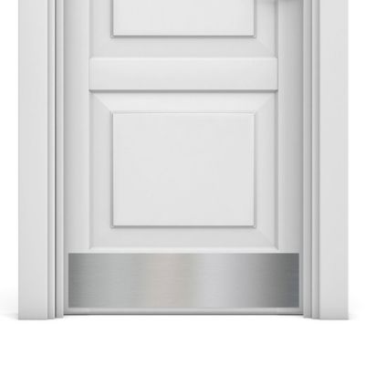 Deck the Door Decor 28 in. x 6 in. Nickel Door Kick Plate, Anodized Aluminum, Adhesive Mount