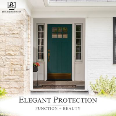 Magnetic Rubber Door Kick Plate - UV Printed Faux Finish - Elegant Accent & Durable Protection For Doors - Exterior Home Decor - Easily Mount On Steel Doors - Faux Satin Black, 8"x34