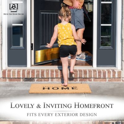 Image showing 7 th Deck the Door Decor 30 in. x 6 in. Brass Door Kick Plate, Anodized Aluminum, Adhesive Mount