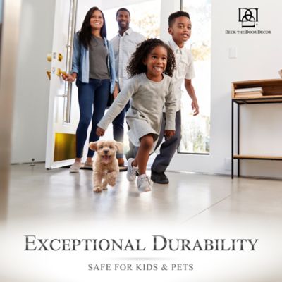 Image showing 8 th Deck the Door Decor 30 in. x 6 in. Brass Door Kick Plate, Anodized Aluminum, Adhesive Mount