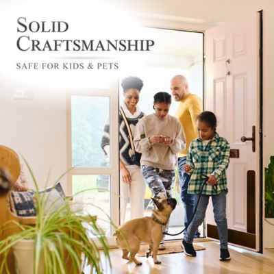 Image showing 8 th Deck the Door Decor 22 in. x 4 in. Oil Rubber Bronze Dog Scratch Door Protection Plate, Adhesive Mount