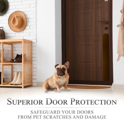 Image showing 9 th Deck the Door Decor 22 in. x 4 in. Oil Rubber Bronze Dog Scratch Door Protection Plate, Adhesive Mount