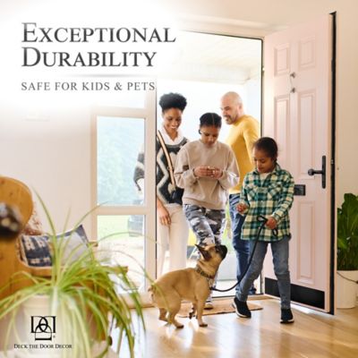 Image showing 7 th Deck the Door Decor 30 in. x 8 in. Black Door Kick Plate, Anodized Aluminum, Adhesive Mount