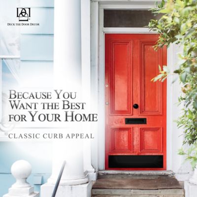 Image showing 8 th Deck the Door Decor 30 in. x 8 in. Black Door Kick Plate, Anodized Aluminum, Adhesive Mount